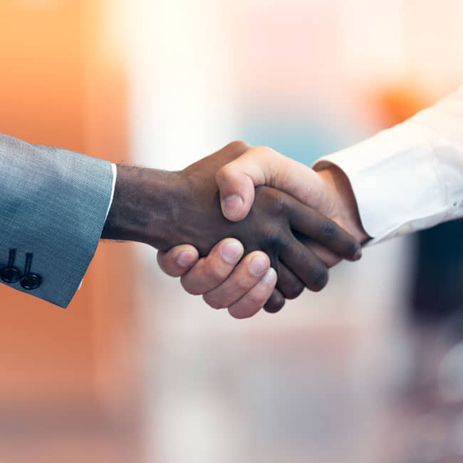 Two businessmen shaking hands