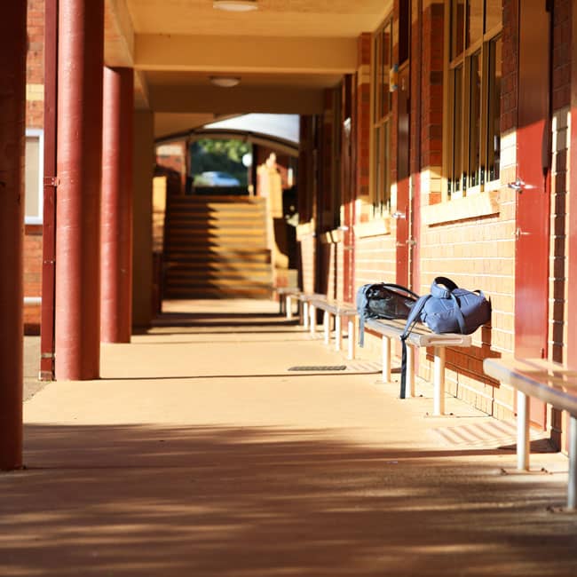 Outside shot of a school walkway