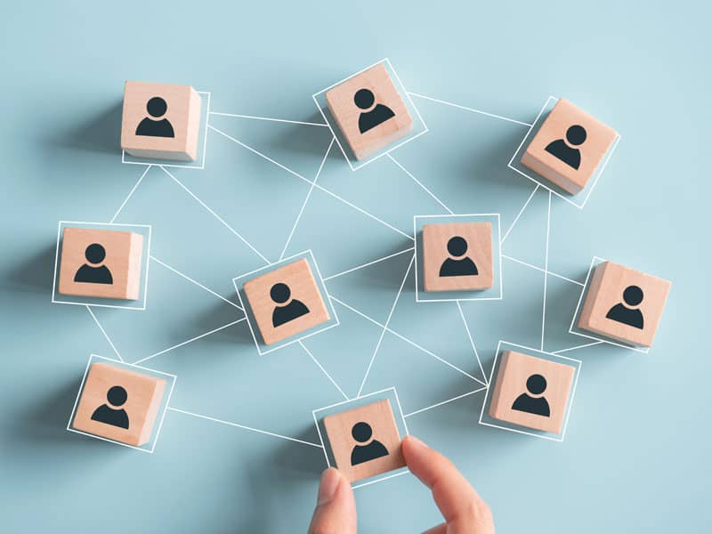 Concept art of many different people being connect by one person